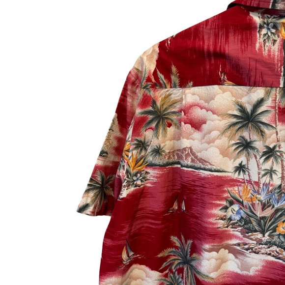 Vintage RJC Hawaiian Shirt Button Up Short Sleeve Magnum PI Palm Trees Floral - Picture 5 of 16